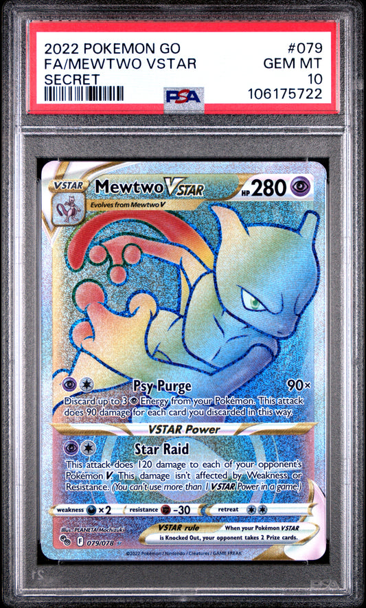 PSA GEM MINT 10 - 2022 POKEMON GO #079 FA/MEWTWO VSTAR SECRET