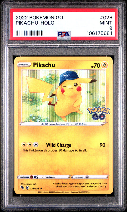 PSA MINT 9 - 2022 POKEMON GO #028 PIKACHU-HOLO