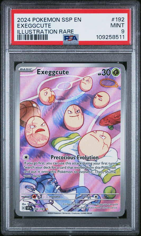PSA MINT 9 - 2024 POKEMON SSP EN-SURGING SPARKS 192 EXEGGCUTE ILLUSTRATION RARE