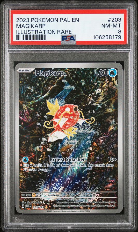PSA NM MT 8 - 2023 POKEMON PAL EN-PALDEA EVOLVED #203 MAGIKARP ILLUSTRATION RARE