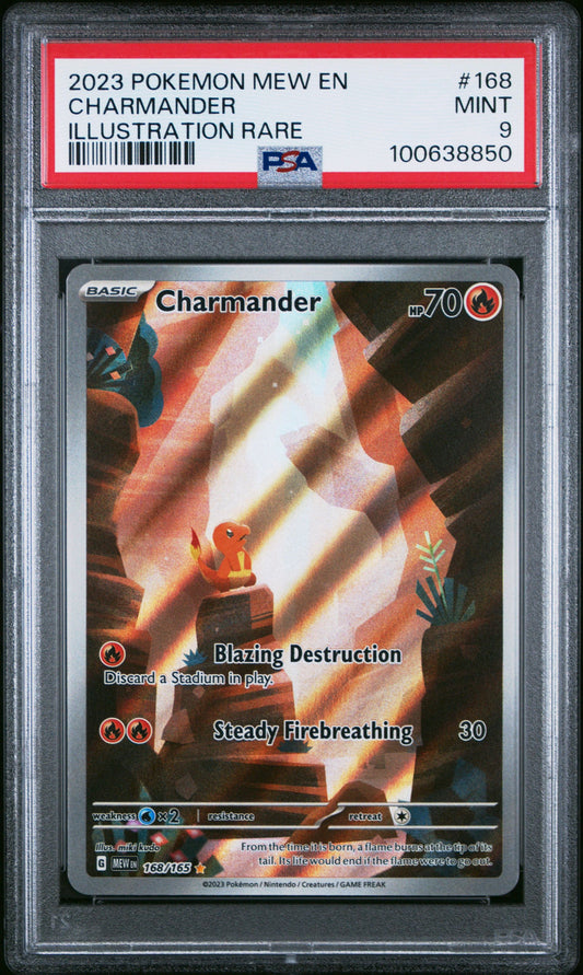 PSA MINT 9 - 2023 POKEMON MEW EN-151 #168 CHARMANDER ILLUSTRATION RARE