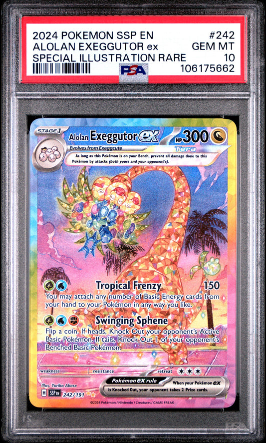 PSA GEM MINT 10 - 2024 POKEMON SSP EN-SURGING SPARKS SPECIAL ILLUSTRATION RARE ALOLAN EXEGGUTOR ex #242