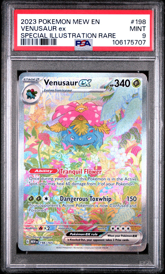 PSA MINT 9 - 2023 POKEMON MEW EN-151 #198 VENUSAUR ex SPECIAL ILLUSTRATION RARE