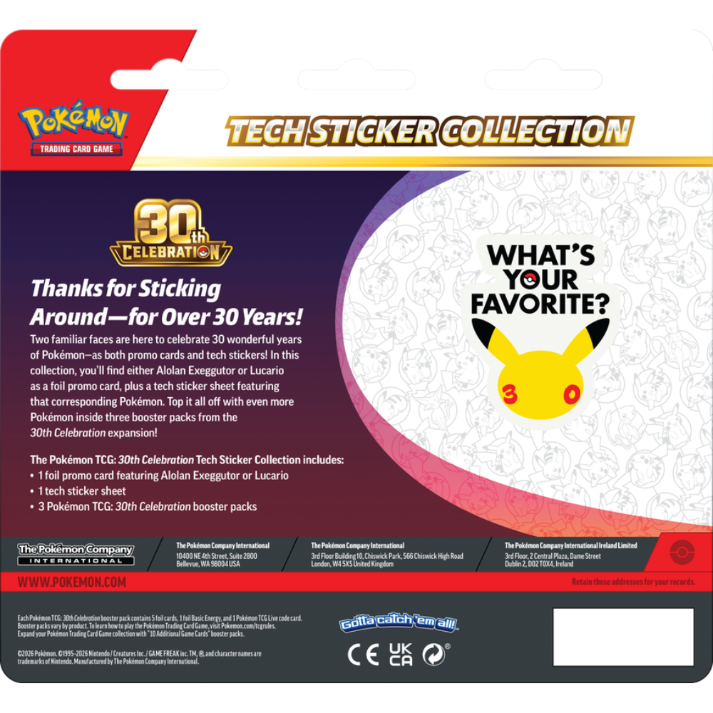Pokemon 30th Celebration Tech Sticker Collection - Lucario