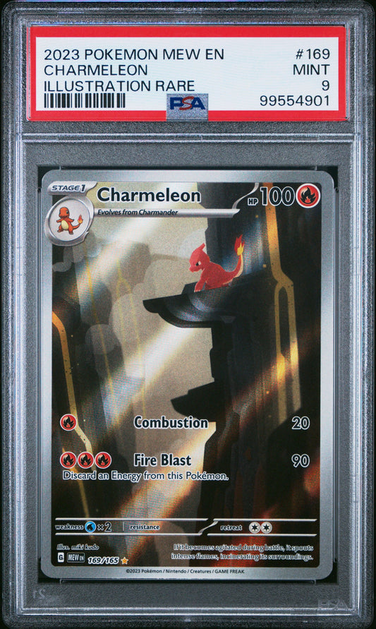 PSA MINT 9 - 2023 POKEMON MEW EN-151 #169 CHARMELEON ILLUSTRATION RARE