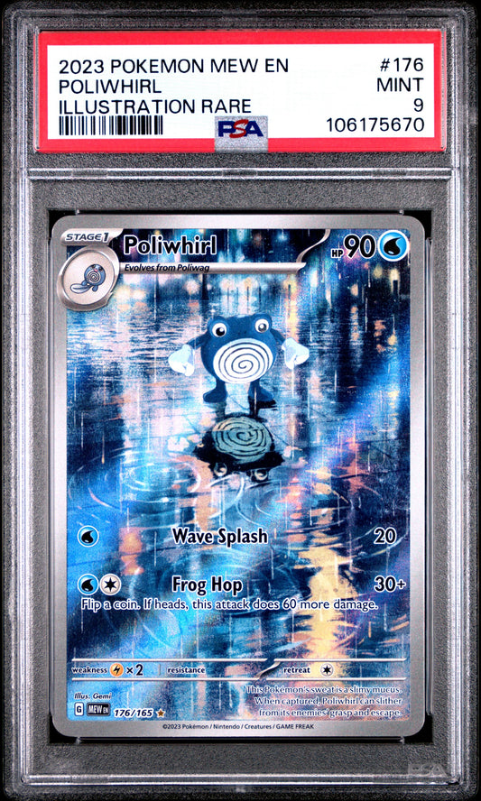 PSA MINT 9 - 2023 POKEMON MEW EN-151 #176 POLIWHIRL ILLUSTRATION RARE