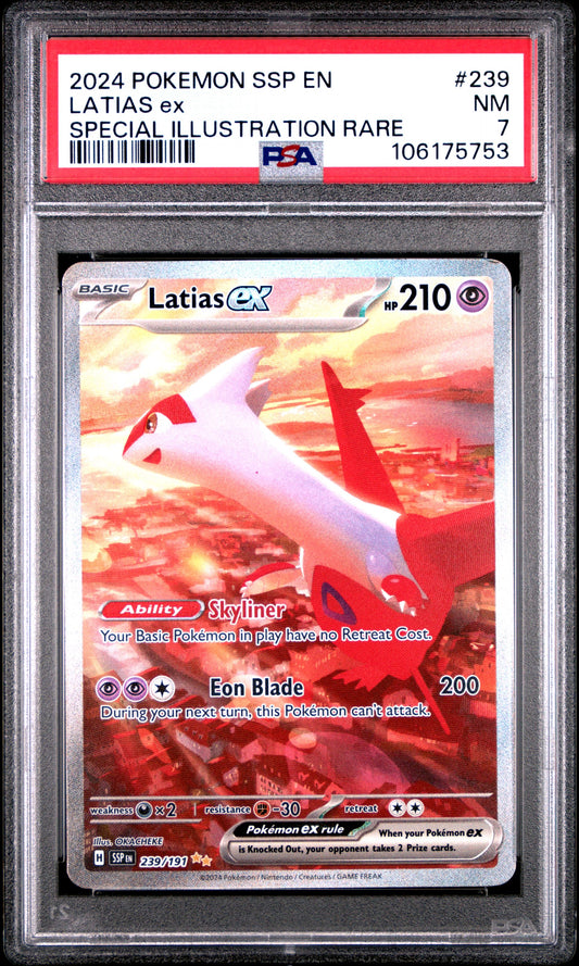 PSA NM 7 - 2024 POKEMON SSP EN-SURGING SPARKS #239 LATIAS EX SPECIAL ILLUSTRATION RARE