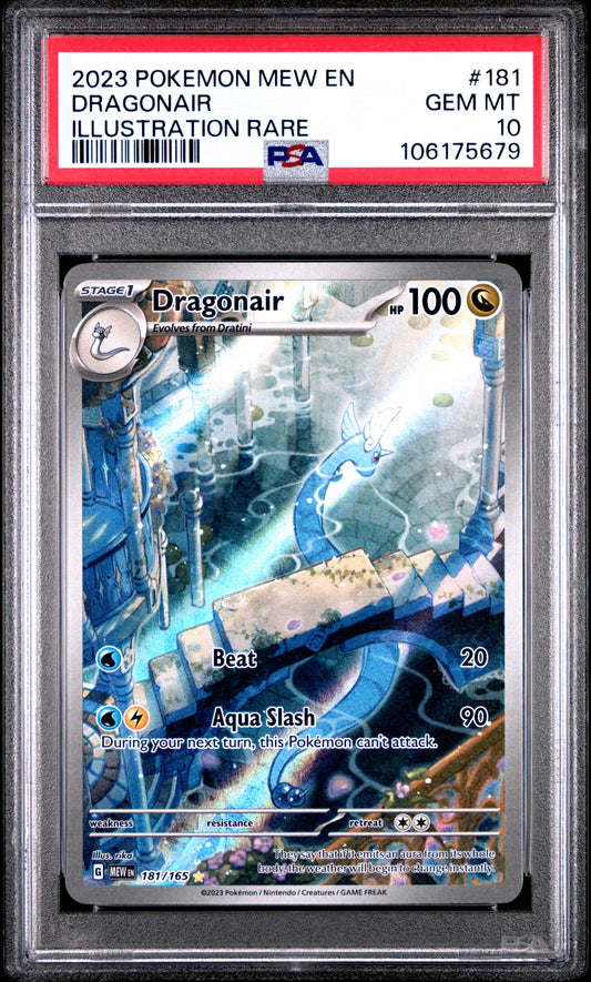PSA GEM MINT 10 - 2023 POKEMON MEW EN-151 #181 DRAGONAIR ILLUSTRATION RARE