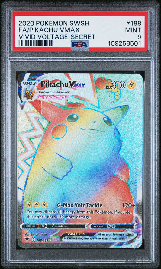 PSA MINT 9 - 2020 POKEMON SWORD & SHIELD VIVID VOLTAGE 188 FULL ART/PIKACHU VMAX SECRET