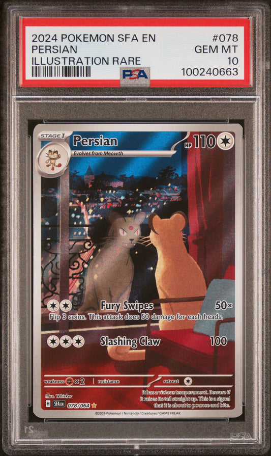 PSA GEM MINT 10 - 2024 POKEMON SFA EN-SHROUDED FABLE 078 PERSIAN ILLUSTRATION RARE